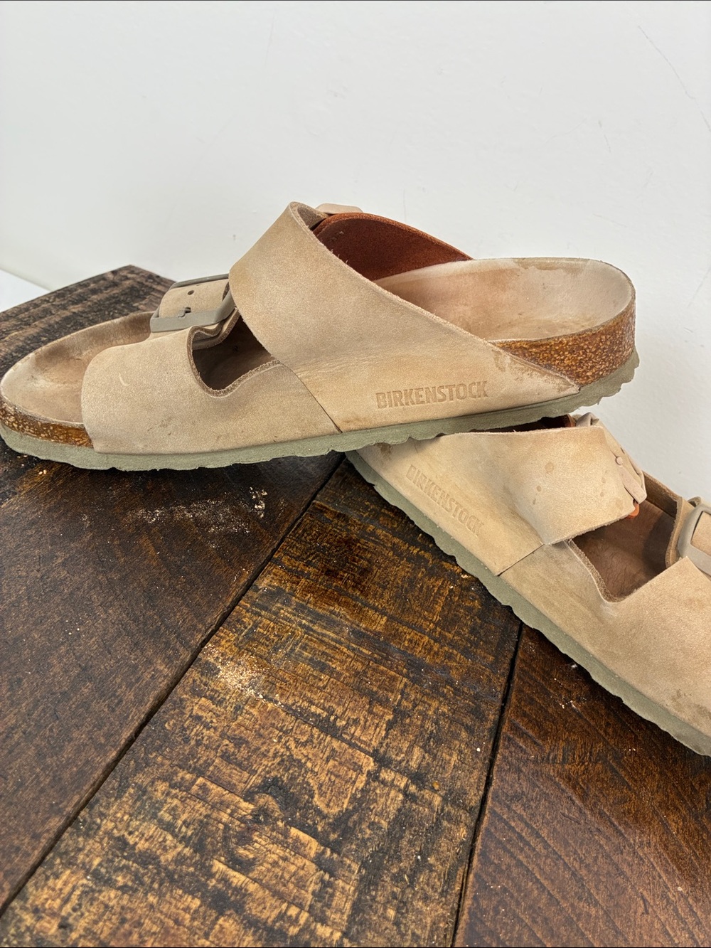 Birkenstock Arizona Two-Tone Beige Suede Double Buckle Slide Sandals Women’s 37 - Picture 7 of 7